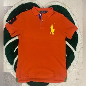 Polo by Ralph Lauren Orange Polo Shirt with Yellow Logo
